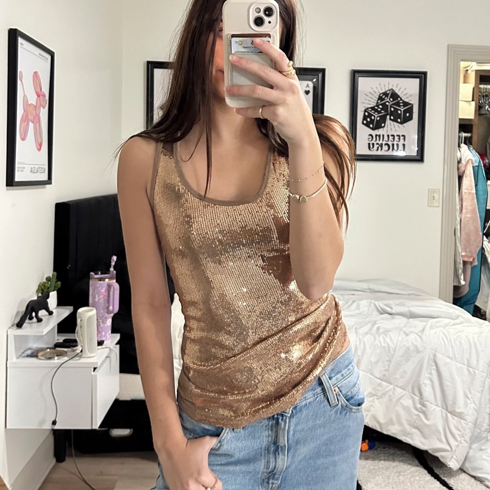 Otomix Sequined Gold Tank Top